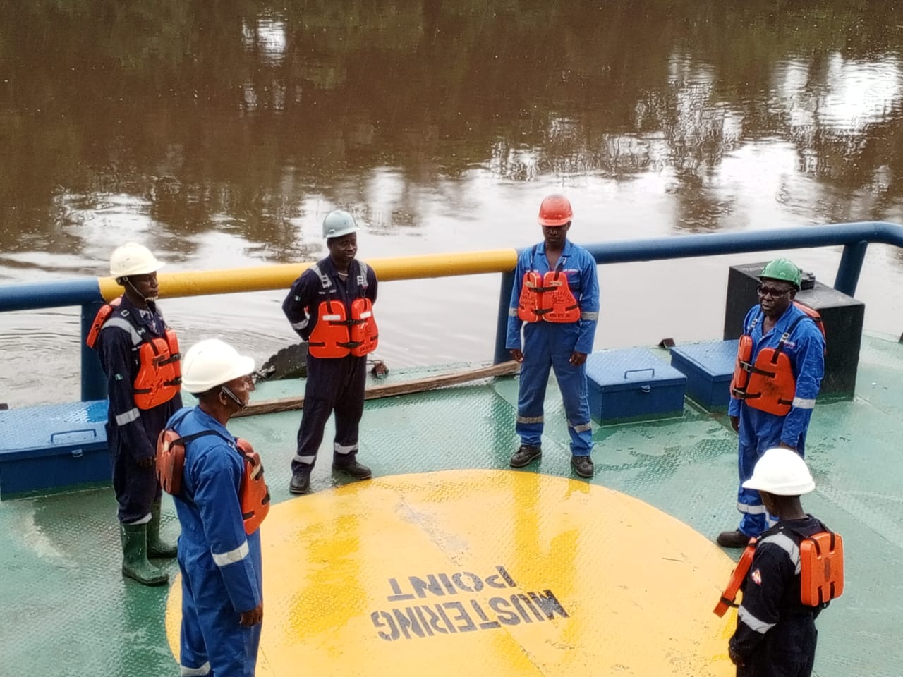 APT Logistics crew safety muster at the vessel mustering point